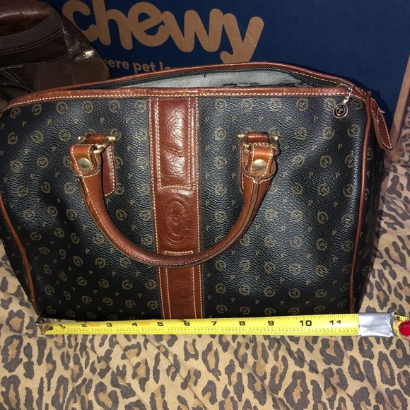 POLLINA leather monogram Boston DR. bag EUC